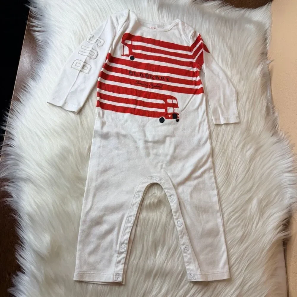 BURBERRY Children Double Decker Bus Coverall Jumpsuit Size 12 Months